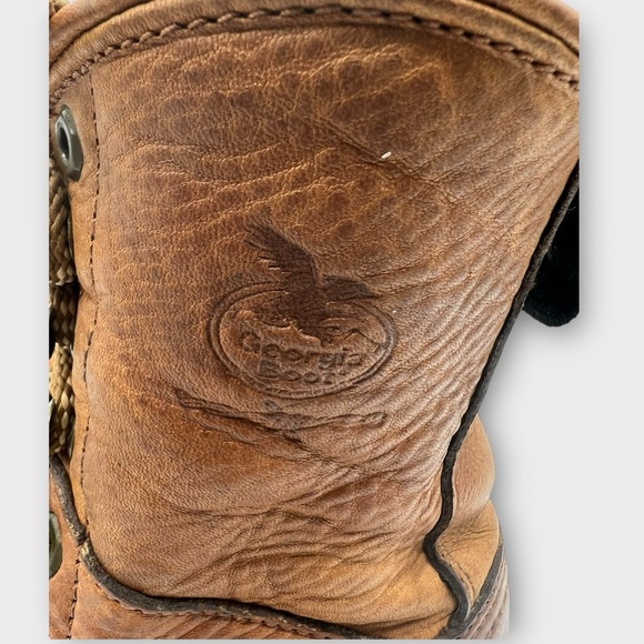 Georgia Wedge Work Boots Mens Size 9 W Barracuda Gold Leather G8152 Good Cond! - Picture 3 of 10